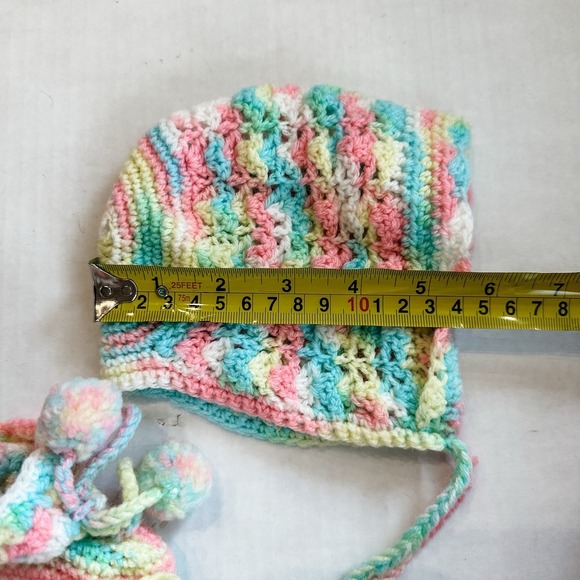 Vintage Crochet Rainbow Bonnet & Booties‎ 6-12 Mos - Picture 6 of 10